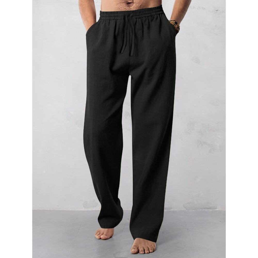 COOFANDY Black Cotton Lounge Pants Elastic Waist Drawstring Relaxed Unisex L